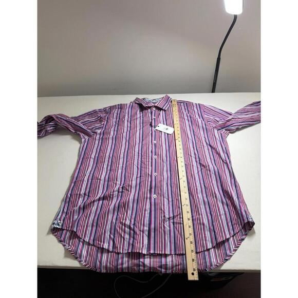 NWT Robert Graham Dress Shirt Size Pink Purple White Stripe Flip Cuff  XXXL - Picture 6 of 6
